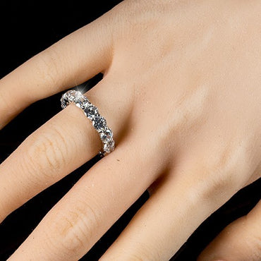 Elana 4mm Round CZ Eternity  Band Ring | 6ct | Sterling Silver