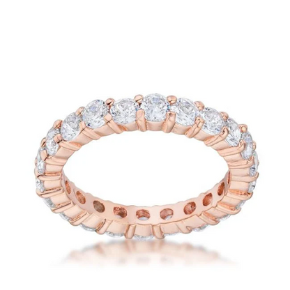 Elizabeth 3mm Round CZ Eternity Gold Ring | 4ct | Sterling Silver