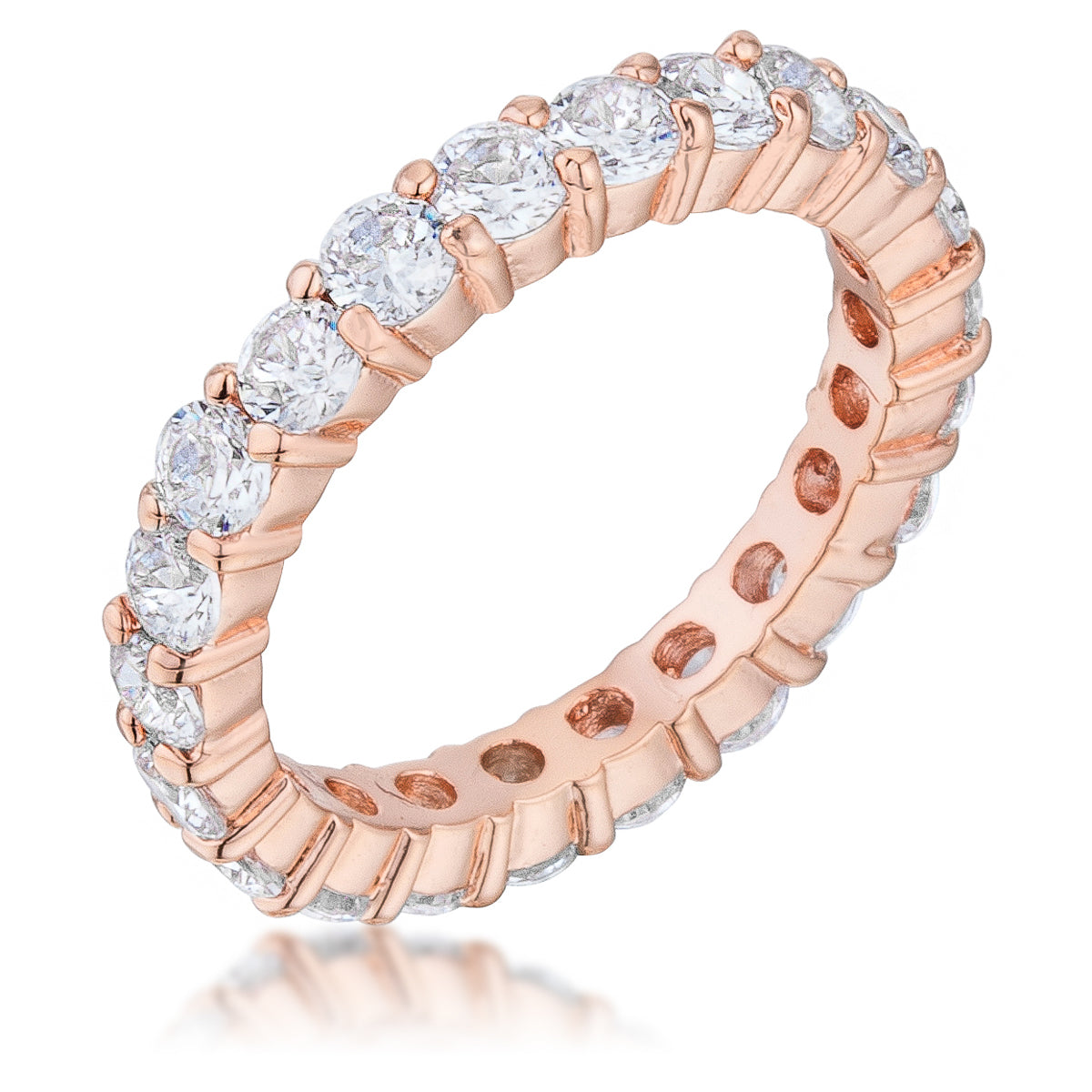 Elizabeth 3mm Round CZ Eternity Gold Ring | 4ct | Sterling Silver