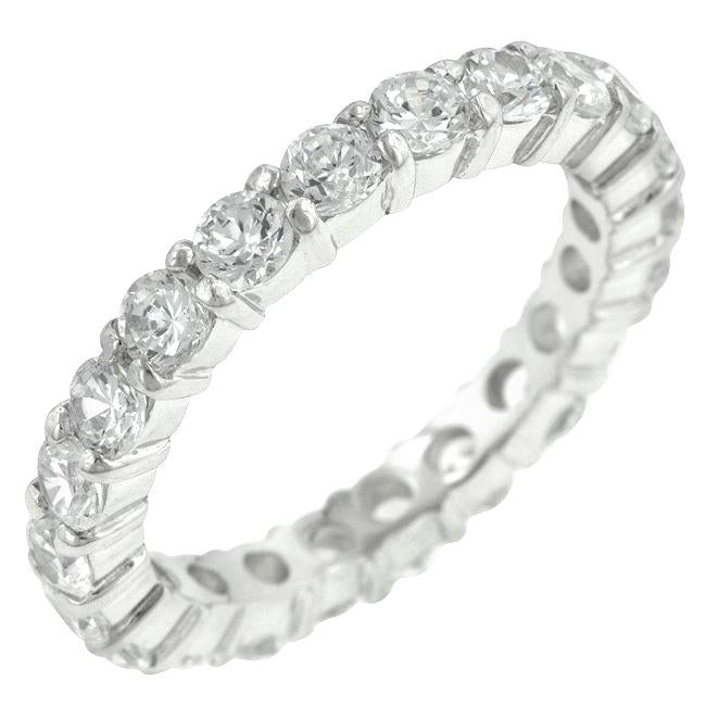 Elizabeth 3mm Round CZ Eternity Gold Ring | 4ct | Sterling Silver