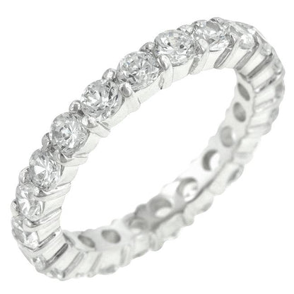 Elizabeth 3mm Round CZ Eternity Gold Ring | 4ct | Sterling Silver