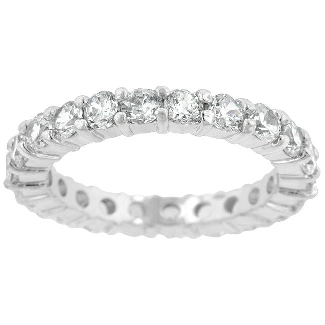 Elizabeth 3mm Round CZ Eternity Gold Ring | 4ct | Sterling Silver