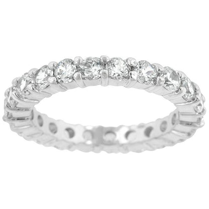 Elizabeth 3mm Round CZ Eternity Gold Ring | 4ct | Sterling Silver