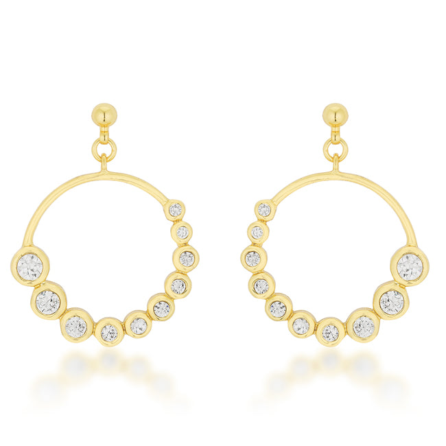 Eria CZ Graduated Gold Circle Earrings | 1ct