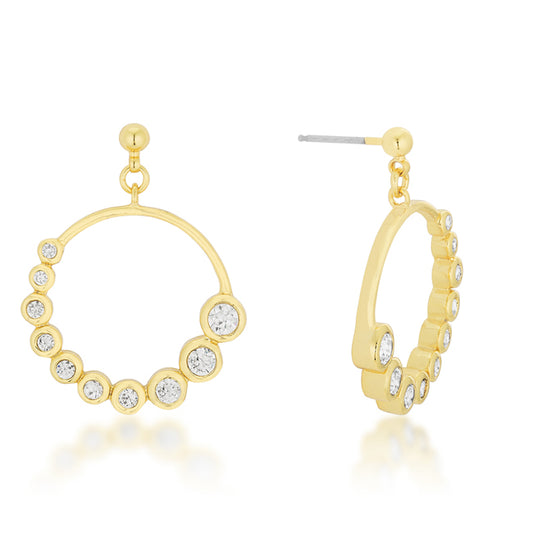 Eria CZ Graduated Gold Circle Earrings | 1ct