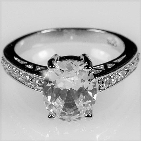 Evelina 10x8mm Oval Ruby CZ Ring | 3ct | Sterling Silver