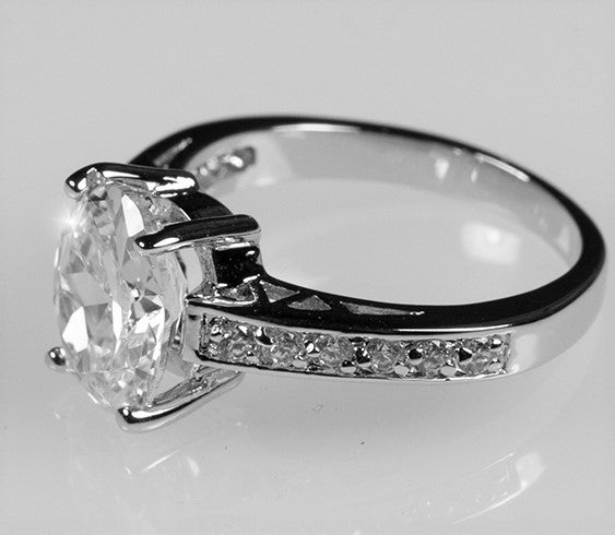 Evelina 10x8mm Oval Ruby CZ Ring | 3ct | Sterling Silver