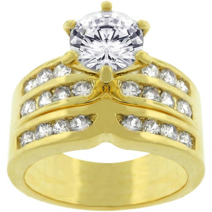 Fatima 7.5mm Round CZ Wedding Ring Set | 1.8ct | 2.5ct
