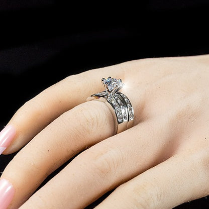 Fatima 7.5mm Round CZ Wedding Ring Set | 1.8ct | 2.5ct