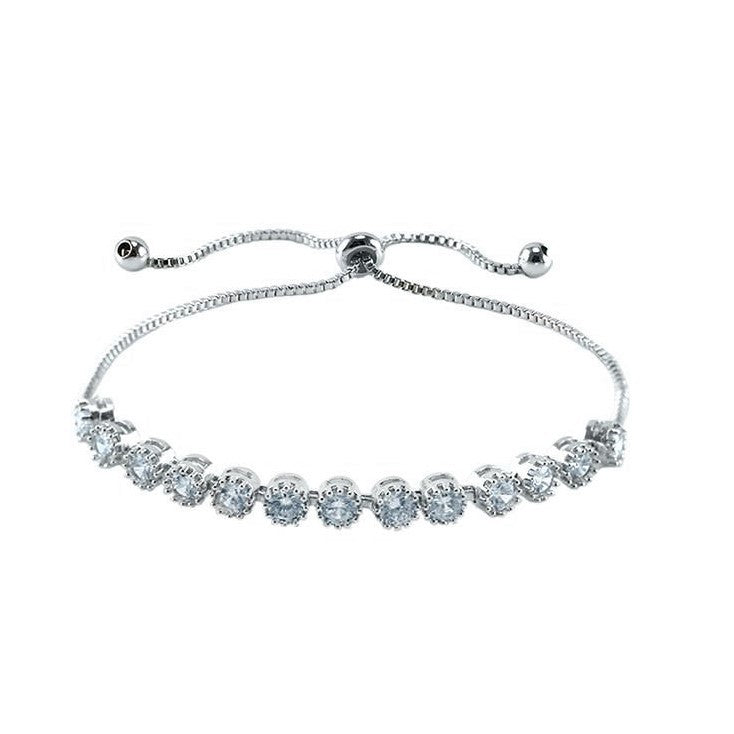 Fiona Round CZ Tennis Slider Bolo Bracelet - Beloved Sparkles