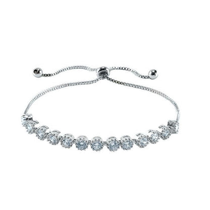 Fiona Round CZ Tennis Slider Bolo Bracelet - Beloved Sparkles