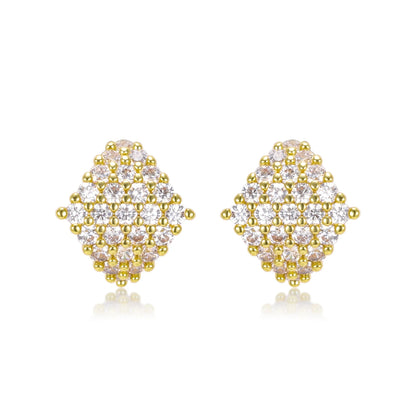 Fiona CZ Diamond Shape Gold Huggie Earrings