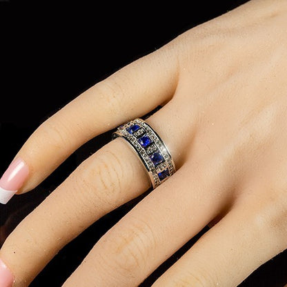 Gina Sapphire and Clear Encrusted Band Ring | 3ct