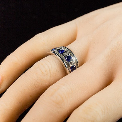 Gina Sapphire and Clear Encrusted Band Ring | 3ct