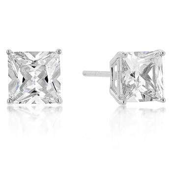 Halsey Princess Cut Gold Stud Earrings – 7mm  | 2ct | Sterling Silver
