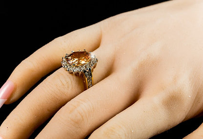 Kate 12x10mm Sapphire Oval Halo CZ Engagement Ring | 7ct