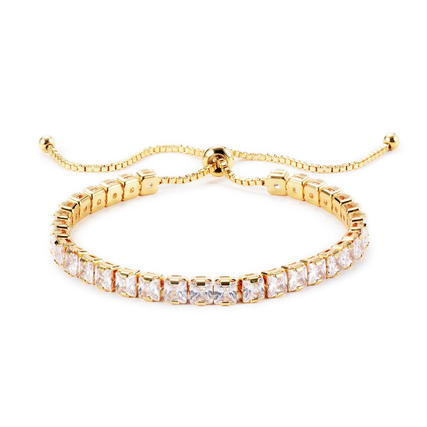 Keeley 4mm Princess CZ Silver Tennis Bolo Bracelet