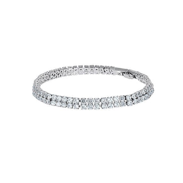 Kim Two Rows Round CZ Gold Tennis Bracelet | 7.25 in
