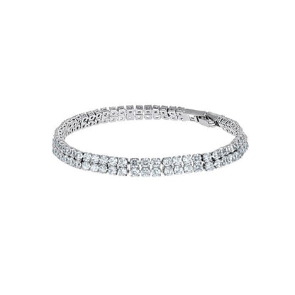 Kim Two Rows Round CZ Gold Tennis Bracelet | 7.25 in