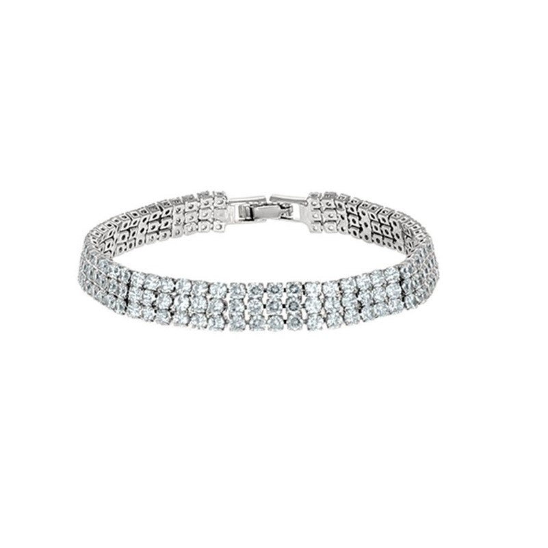 Kim Three Rows Round CZ Gold Tennis Bracelet | 7.25 in
