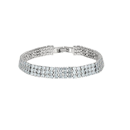 Kim Three Rows Round CZ Gold Tennis Bracelet | 7.25 in