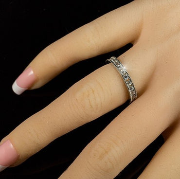 Lia 2mm CZ Milgrain Eternity Band Ring | 1ct