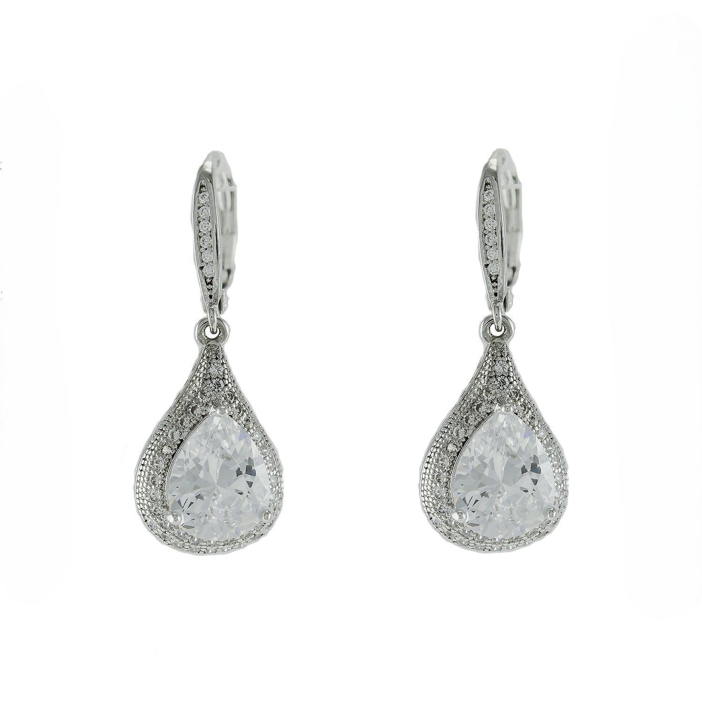 Loti Vintage Pear Drop Cubic Zirconia Dangle Earrings