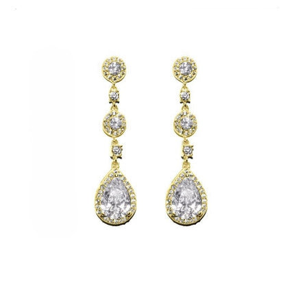 Lina Linear Dangle Pear Drop Earrings | 38mm - Beloved Sparkles