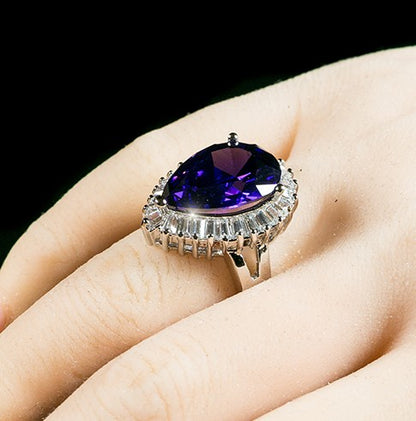 Lorna 18mm Amethyst Pear CZ Cocktail Ring | 9.5ct