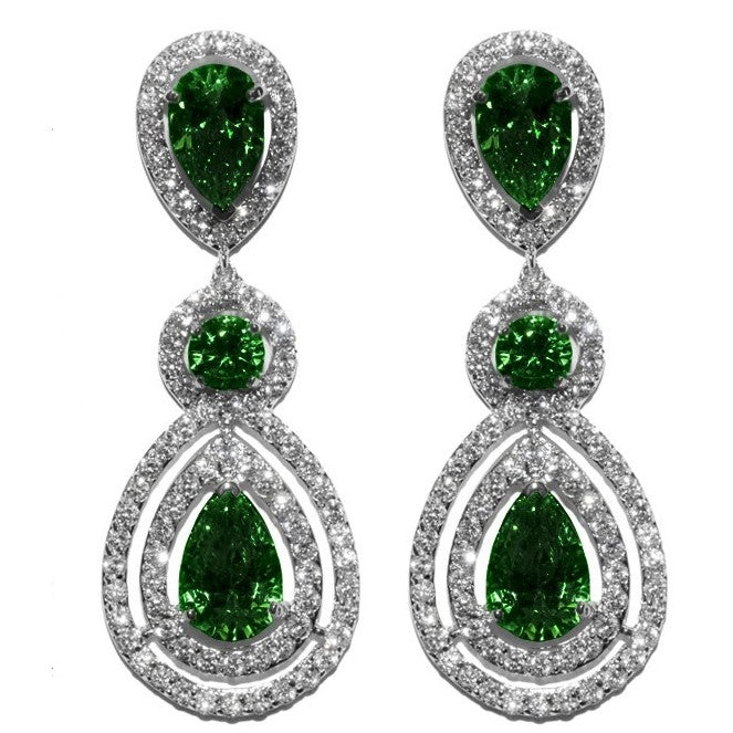 Louisa Pear Halo Chandelier Earrings