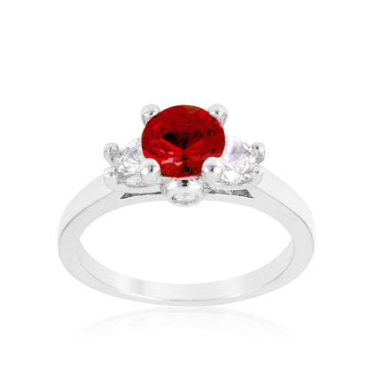 Leana 6.5mm Fuchsia Pink Three Stone CZ Ring | 1.5ct