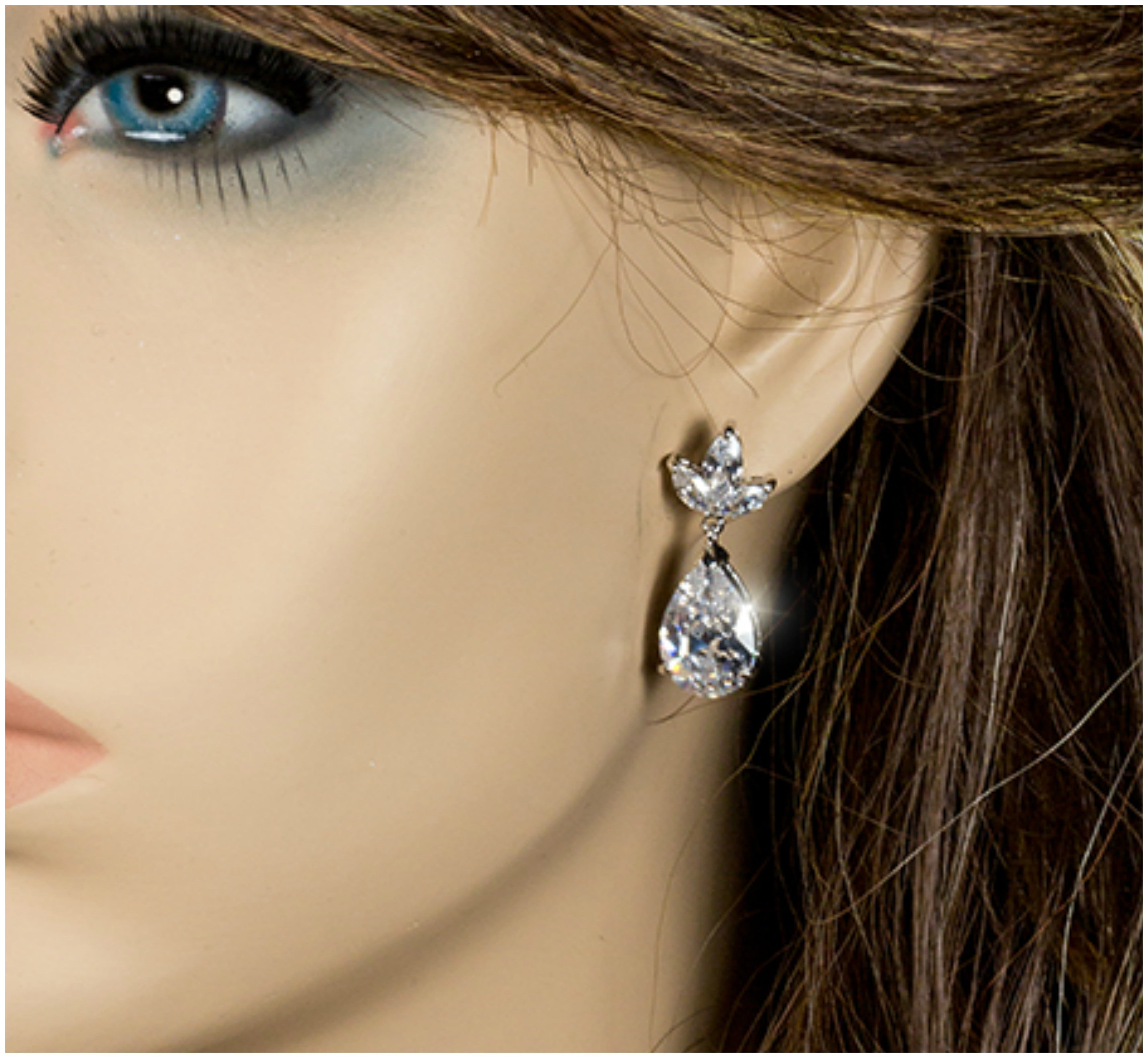 6 CARAT PEAR DROP DANGLE CUBIC ZIRCONIA EARRINGS | CZ