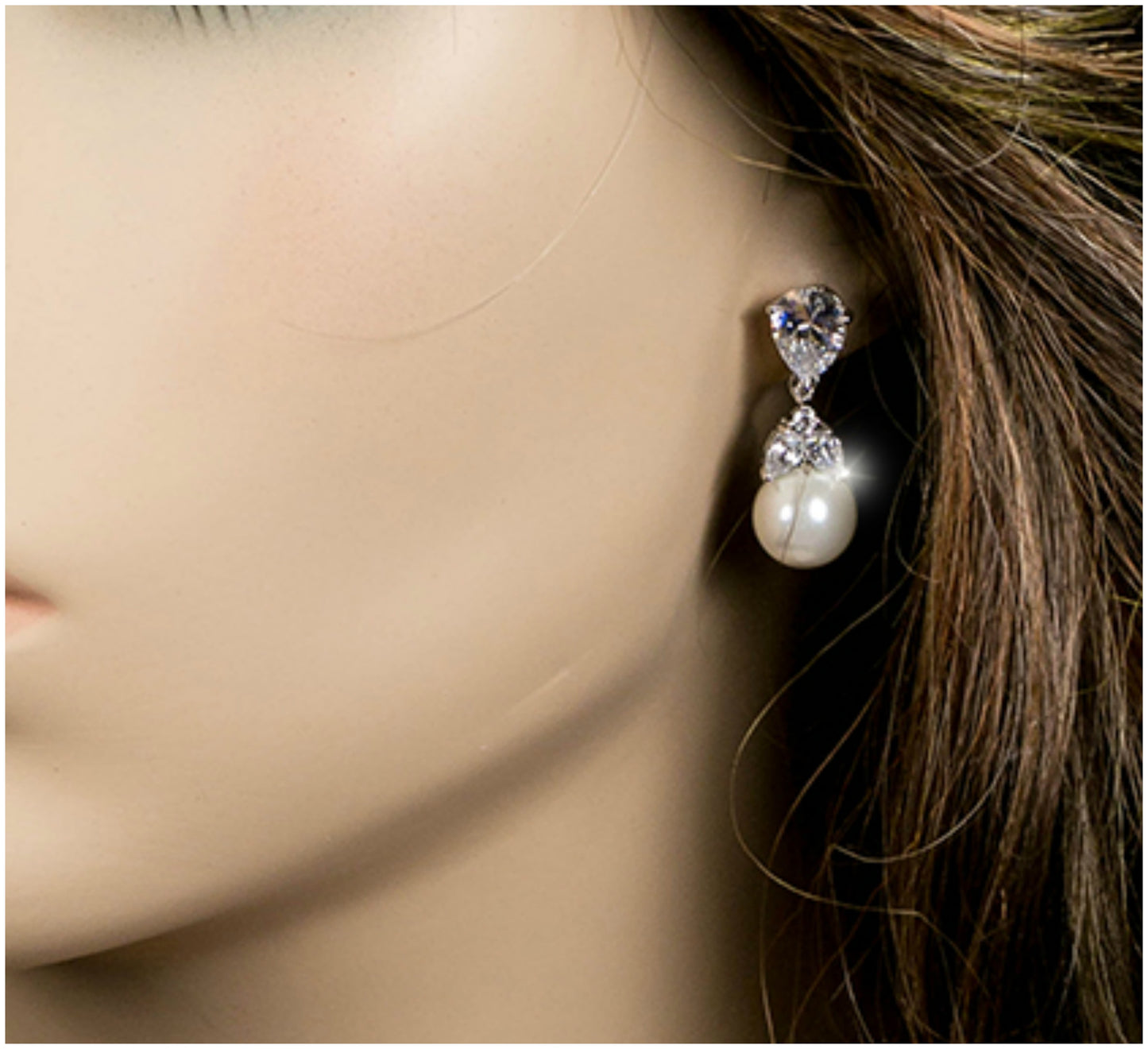 Milli Round White Pearl Drop Earrings