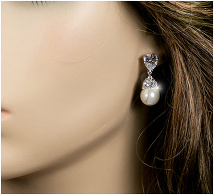 Milli Round White Pearl Drop Earrings