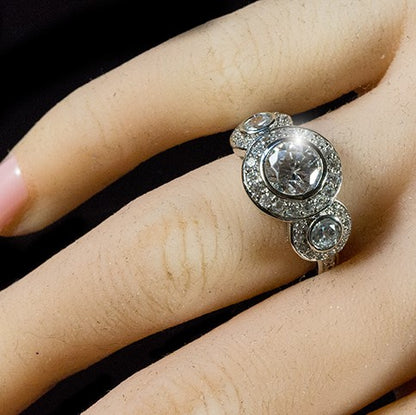 Nikki 7mm Round Tri-Stone CZ Engagement Ring | 1.5ct | 7ct