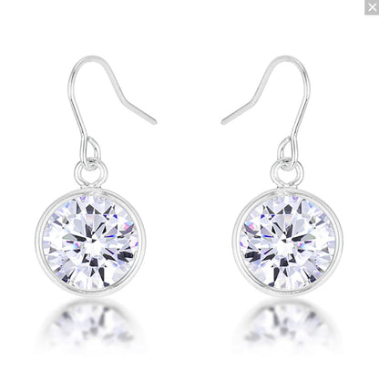 Noga 9mm CZ Solitaire Bezel Drop Earrings | 3ct