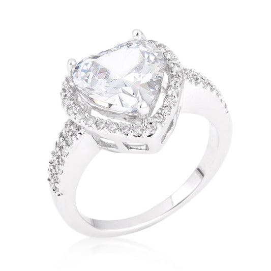 Panna 10.5mm Heart CZ Engagement Ring | 4ct