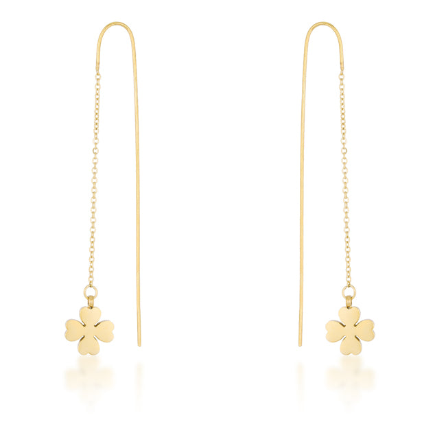 Patricia Clover Threaded Drop Earrings | Stainless Steel