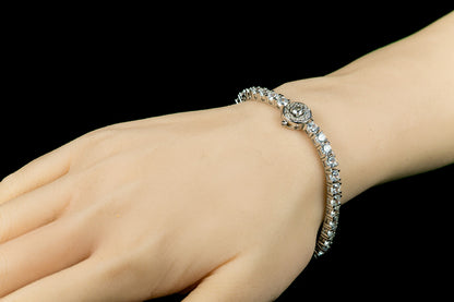 Pavana Vintage Clasp Round CZ Tennis Bracelet | 7.25in - Beloved Sparkles