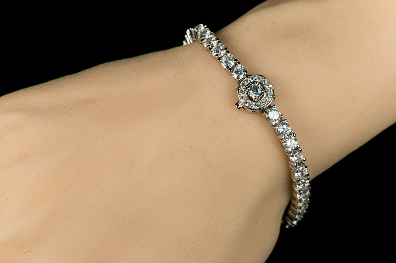 Pavana Vintage Clasp Round CZ Tennis Bracelet | 7.25in - Beloved Sparkles