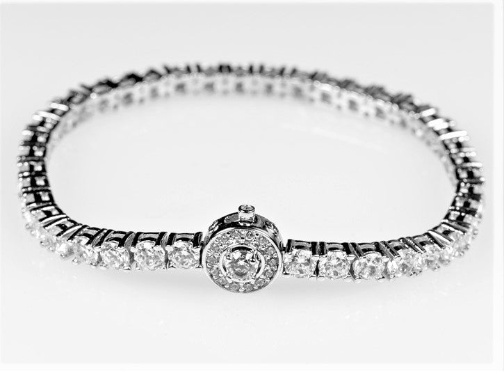 Pavana Vintage Clasp Round CZ Tennis Bracelet | 7.25in - Beloved Sparkles