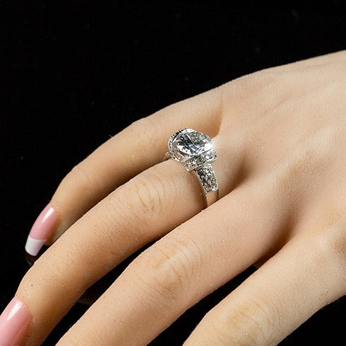 Tisha 9mm Round CZ Tension Set Engagement Ring | 3ct | 3.8ct