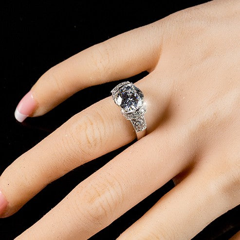 Tisha 9mm Round CZ Tension Set Engagement Ring | 3ct | 3.8ct