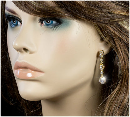 Trina Cascade Linear Gold Chandelier Earrings |  1.7in