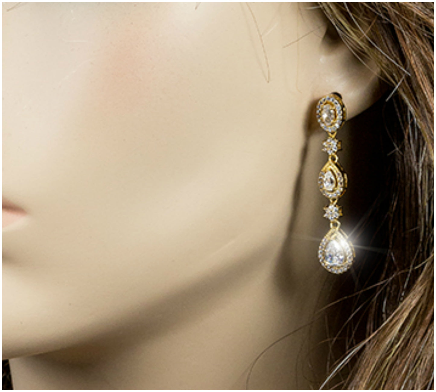 Trina Cascade Linear Gold Chandelier Earrings |  1.7in