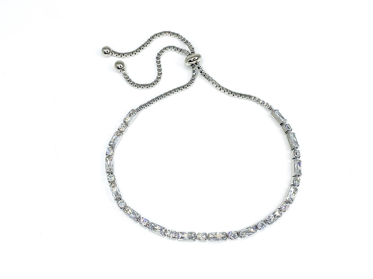 Ivy Radiant & Round CZ Gold Tennis Bolo Bracelet