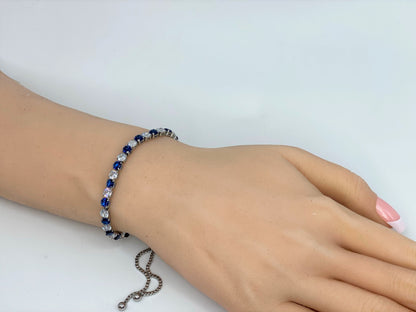 Beth Round CZ Gold Tennis Slider Bracelet | 10ct