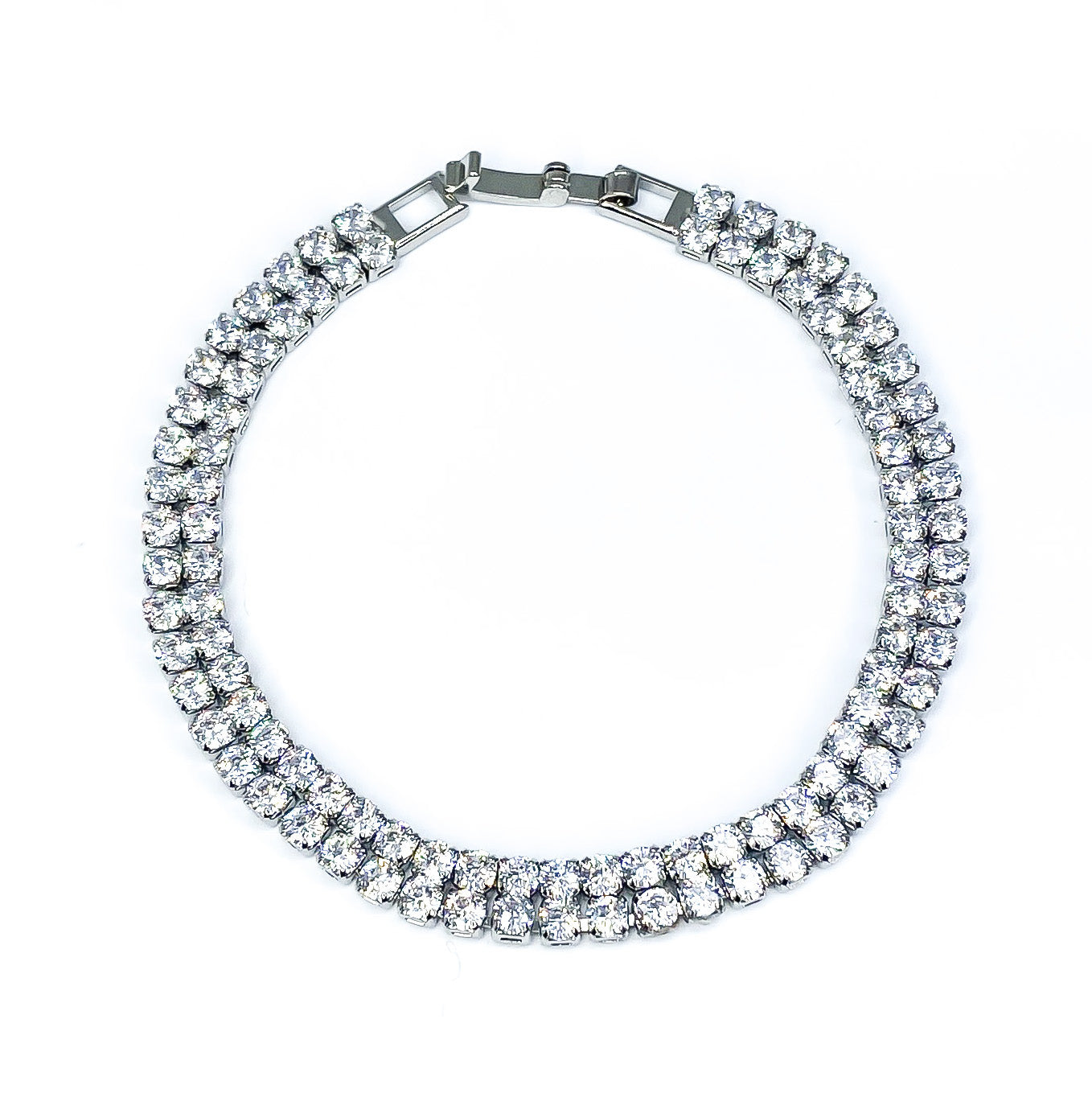 Kim Two Rows Round CZ Gold Tennis Bracelet | 7.25 in