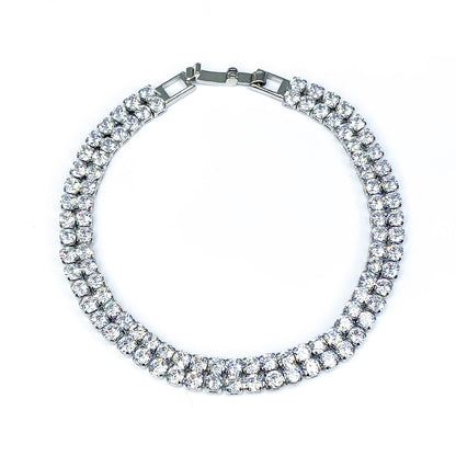 Kim Two Rows Round CZ Gold Tennis Bracelet | 7.25 in