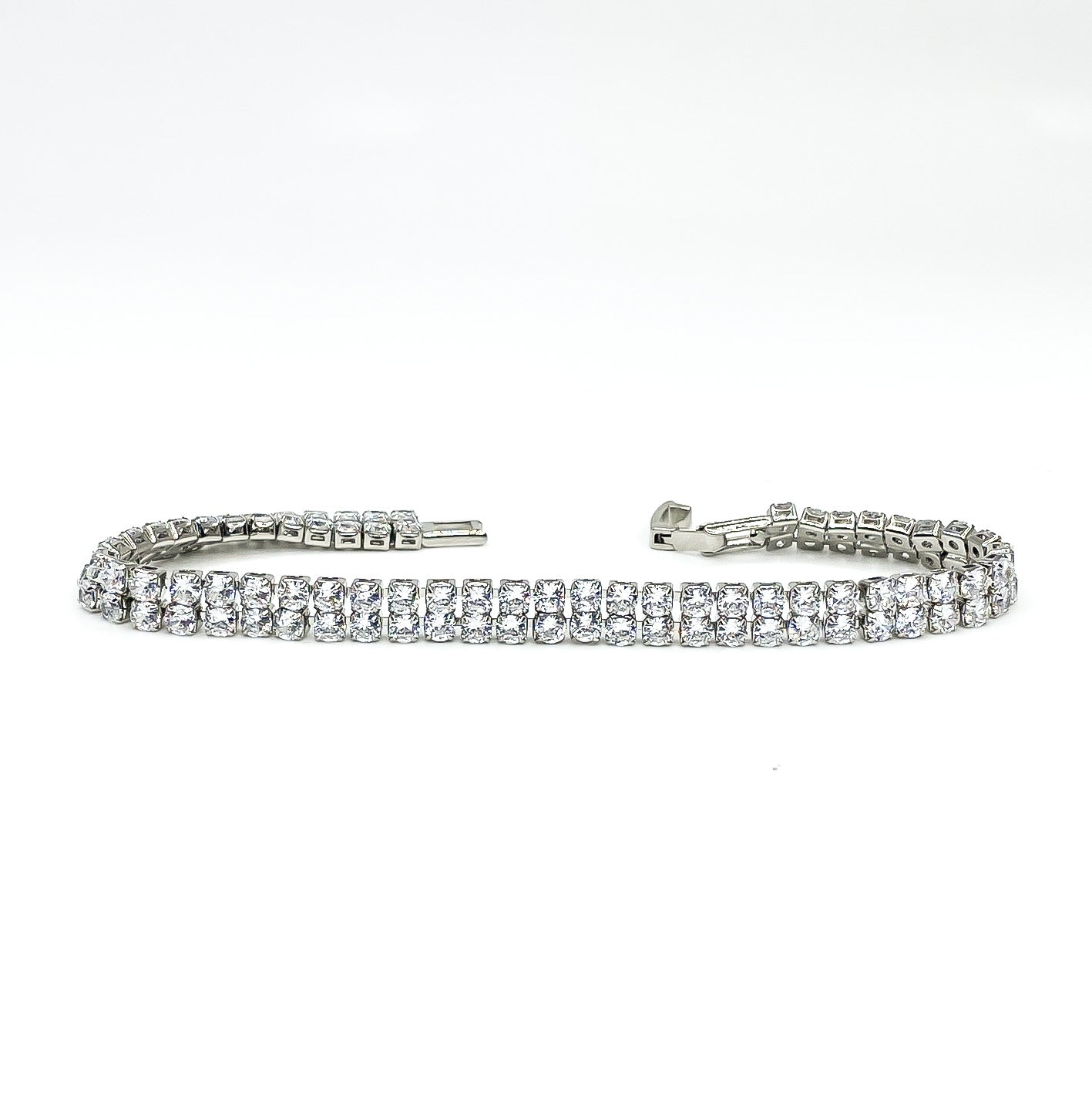 Kim Two Rows Round CZ Gold Tennis Bracelet | 7.25 in
